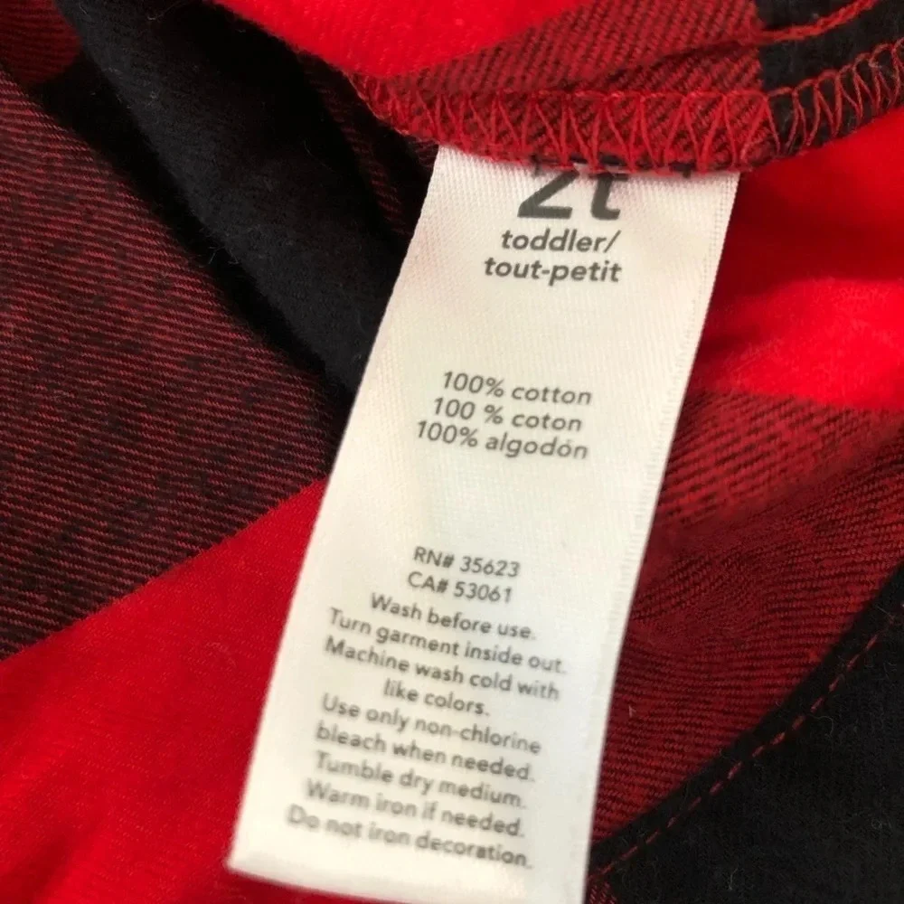 Carter’s Toddler 2T Red Buffalo Check Plaid‎ Button Up Shirt Peplum Ruffle Black